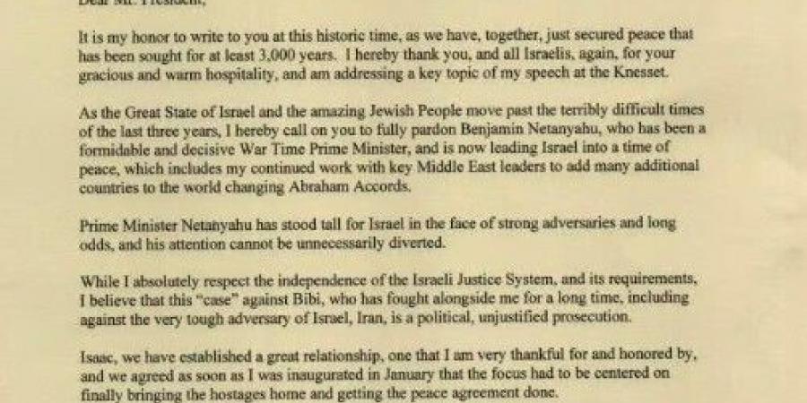 ترامب يطلب من رئيس إسرائيل العفو عن نتنياهو.. هل ينجو بيبي من السجن؟ - المصدر 24