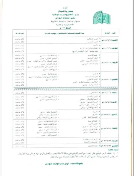 جدول امتحانات الشهادة السودانية 2026 كامل بالتفصيل.. مواعيد جميع المواد من البداية حتى النهاية ونصائح مهمة قبل انطلاق الاختبارات