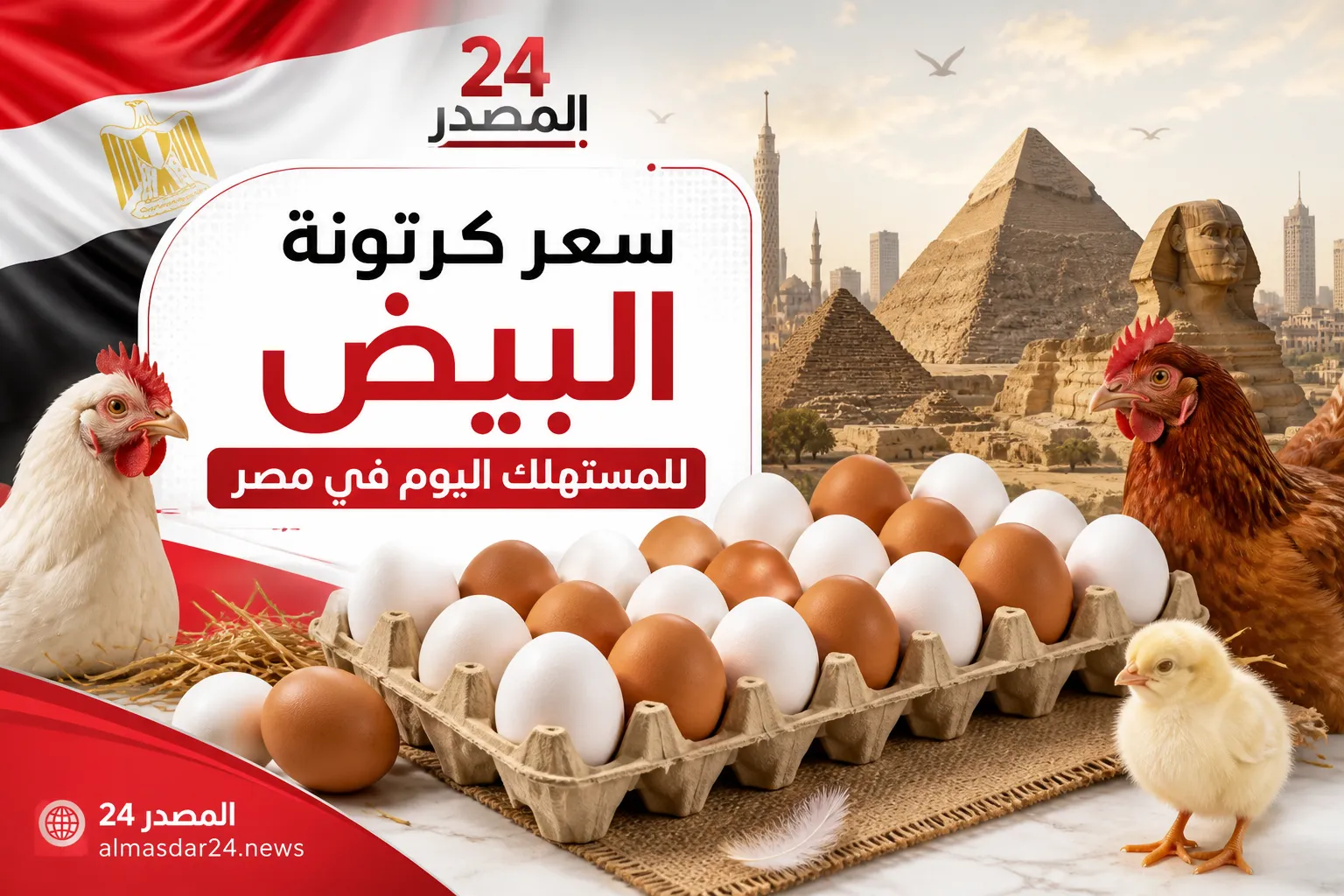 سعر كرتونة البيض للمستهلك اليوم الأحد 3 مايو 2026 في مصر داخل بورصة الدواجن والأسواق.. استقرار ملحوظ في الأبيض والأحمر والبلدي وتحديث لحظي للأسعار