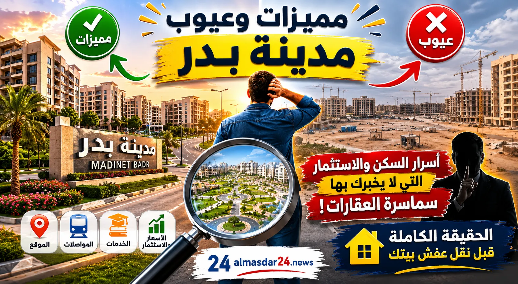 مميزات وعيوب مدينة بدر وأسرار السكن والاستثمار التي لا يخبرك بها سماسرة العقارات.. الحقيقة الكاملة قبل نقل عفش بيتك