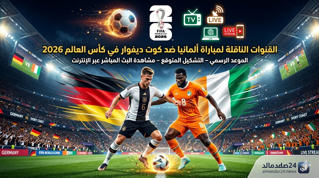 القنوات الناقلة لمباراة ألمانيا ضد كوت ديفوار في كأس العالم 2026.. الموعد الرسمي والتشكيل المتوقع وكيفية مشاهدة اللقاء بث مباشر عبر الإنترنت