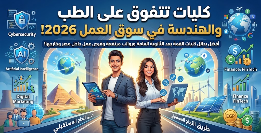 كليات تتفوق على الطب والهندسة في سوق العمل 2026.. أفضل بدائل كليات القمة بعد الثانوية العامة ورواتب مرتفعة وفرص عمل داخل مصر وخارجها