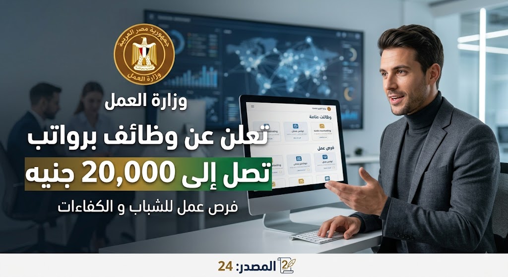 وزارة العمل تعلن عن وظائف برواتب تصل الى 20 الف جنيه