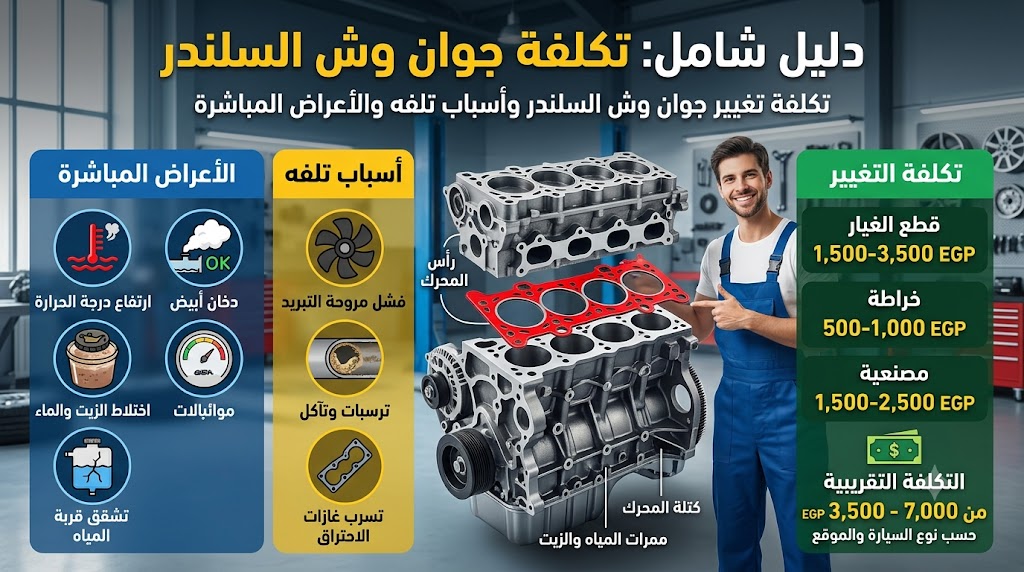تكلفة جوان وش سلندر دليل شامل.. تكلفة تغيير جوان وش السلندر وأسباب تلفه والأعراض المباشرة