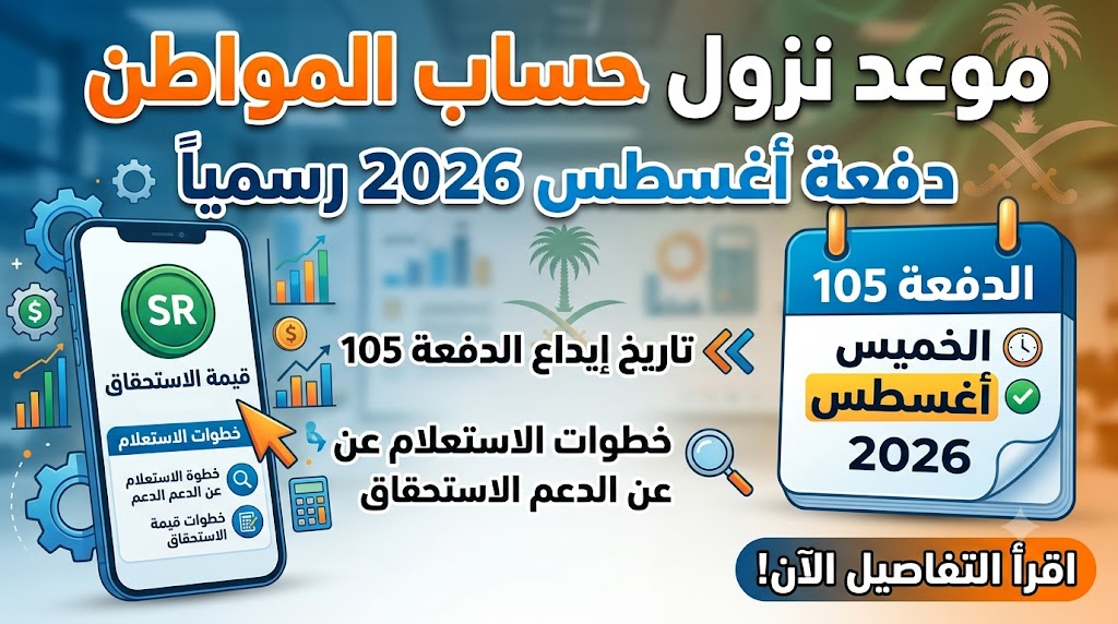 موعد نزول حساب المواطن دفعة أغسطس 2026 رسميًا.. تاريخ إيداع الدفعة 105 وخطوات الاستعلام عن الدعم وقيمة الاستحقاق