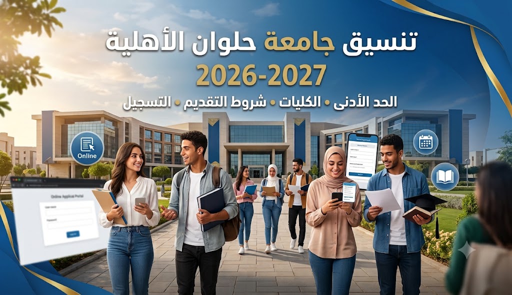 تنسيق جامعة حلوان الأهلية 2026-2027 رسميًا.. الحد الأدنى المتوقع للقبول والكليات المتاحة وشروط التقديم وخطوات التسجيل الإلكتروني بالتفصيل