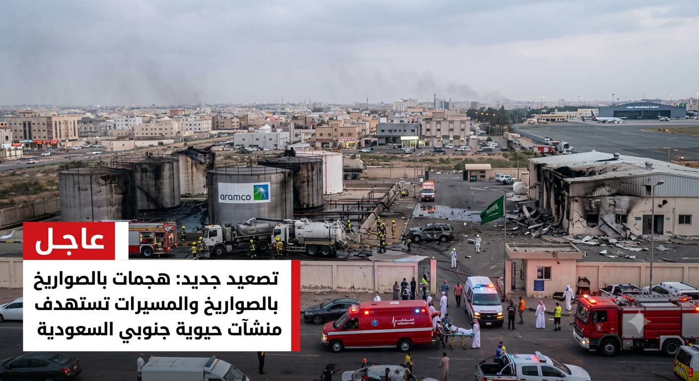 ​تصعيد جديد: هجمات بالصواريخ والمسيرات تستهدف منشآت حيوية جنوبي السعودية